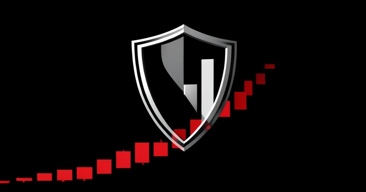 Risk management shield protecting a declining market chart